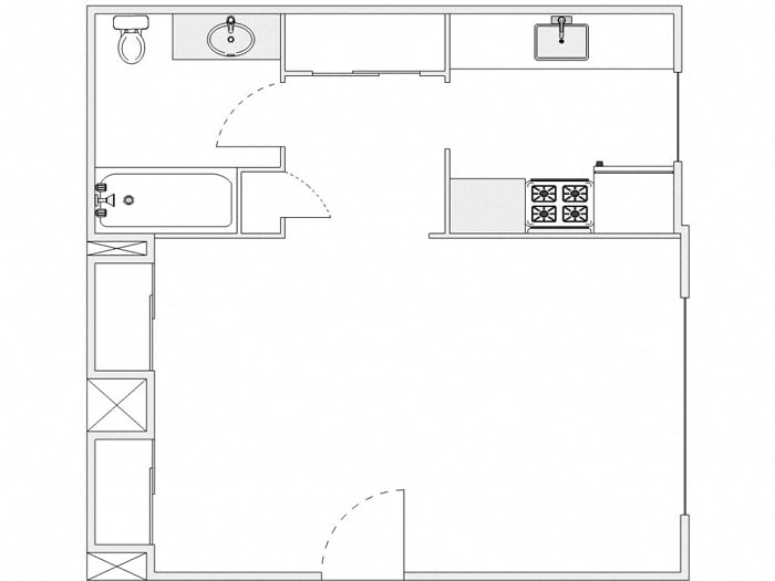Floor plan for studio, 1 bath, 450 sqft